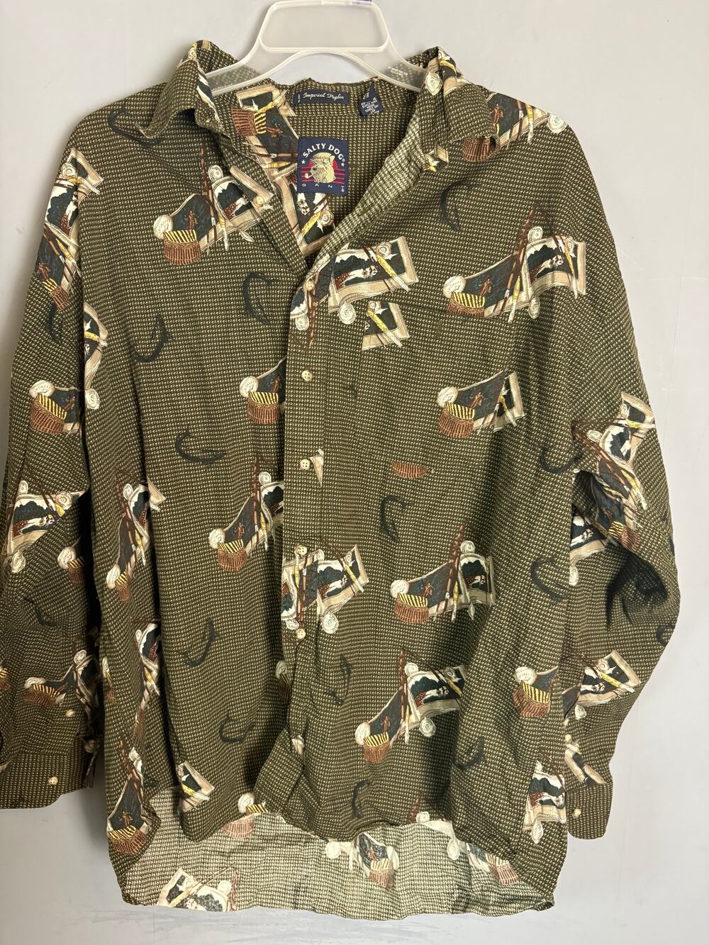 Salty Dog by Gant Vintage Nautical Print Button Up Shirt Size XL
